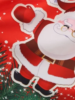 Women's Christmas Casual Dress Swing Dress Midi Dress Green Wine Light Red Fuchsia Red Black Short Sleeve Santa Claus Snowman Snowflake Lace Print Winter Fall Crew Neck Vacation Vintage 2022 S M L XL -Fashion Life Shop nzptnh1666761915977