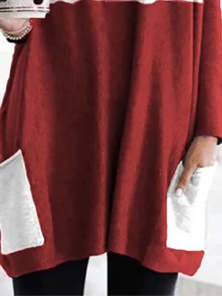 Women's Christmas Casual Dress Shift Dress Mini Dress Red Long Sleeve Polka Dot Pocket Winter Fall Autumn Crew Neck Fashion Date Loose Fit 2022 S M L XL XXL 3XL -Fashion Life Shop ocokks1667562079530