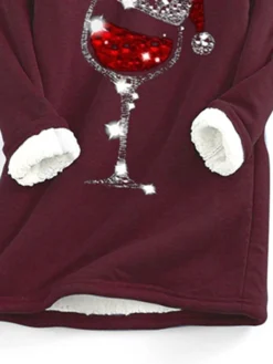 Women‘s Plus Size Christmas Casual Dress Print Crew Neck Long Sleeve Winter Fall Casual Mini Dress Daily Dress / Hoodie Dress -Fashion Life Shop odznoa1666854950922