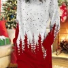 Women's Christmas Casual Dress Sweatshirt Dress Mini Dress Warm Fashion OutdoorHoliday Crew Neck Pocket PrintTree Loose Fit Burgundy Green S M L XL XXL