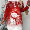 Women's Casual Dress Hoodie Dress Mini Dress Warm Fashion Outdoor Christmas Holiday Hoodie Print Snowman Snowflake Loose Fit Red Blue Sky Blue S M L XL XXL