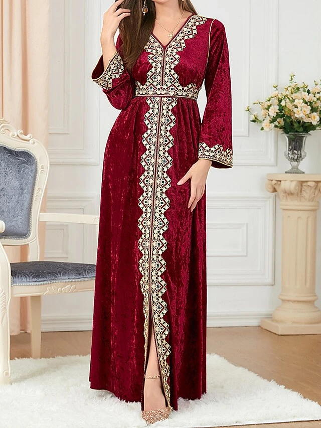 Women's Casual Dress Velvet Dress Swing Dress Long Dress Maxi Dress Lace Embroidered Outdoor Christmas Daily Fashion Elegant V Neck Long Sleeve 2023 Loose Fit Wine Color M L XL XXL Size 6 Women's Casual Dress Velvet Dress Swing Dress Long Dress Maxi Dress Lace Embroidered Outdoor Christmas Daily Fashion Elegant V Neck Long Sleeve 2023 Loose Fit Wine Color M L XL XXL Size - Image 6