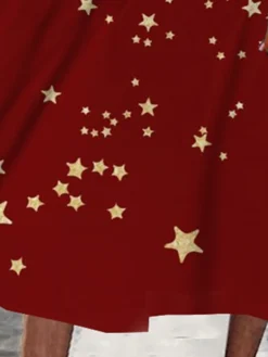 Women's Casual Dress Swing Dress Midi Dress Wine Long Sleeve Star Pocket Winter Fall Spring Crew Neck Fashion Christmas Daily Weekend 2022 S M L XL XXL 3XL -Fashion Life Shop ojyalw1668508590832