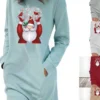 Women's Christmas Hoodie Dress Winter Dress Light Blue Grey White Long Sleeve Letter Santa Claus Pocket Print Winter Fall Crew Neck Stylish Casual Fall Dress Loose Fit 2022 S M L XL 2XL / Cotton