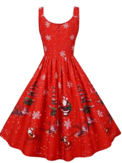 Women's Christmas Knee Length Dress Purple Black Red Navy Blue Light Blue Sleeveless Print Bow Print Fall Winter V Neck Casual Vintage2021 S M L XL XXL 28 Women's Christmas Knee Length Dress Purple Black Red Navy Blue Light Blue Sleeveless Print Bow Print Fall Winter V Neck Casual Vintage2021 S M L XL XXL -Fashion Life Shop ooxxox1630043266524