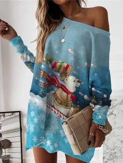 Women‘s Christmas Casual Dress Sweatshirt Dress Mini Dress Warm Fashion Outdoor Holiday Crew Neck Print Animal Snowman Loose Fit White Red Burgundy S M L XL XXL 7 Women‘s Christmas Casual Dress Sweatshirt Dress Mini Dress Warm Fashion Outdoor Holiday Crew Neck Print Animal Snowman Loose Fit White Red Burgundy S M L XL XXL -Fashion Life Shop ooyjxp1694427873450