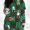 Women‘s Plus Size Christmas Dress Casual Dress Color Block Long Sleeve Winter Fall Casual Festival Mini Dress Going Out Dress