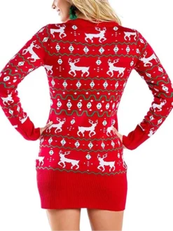 Women‘s Christmas Sweater Dress Jumper Dress Winter Dress Fashion Tree Deer Outdoor Christmas Daily Vacation Crew Neck Long Sleeve Patchwork 2023 Regular Fit Red Blue S M L 7 Women‘s Christmas Sweater Dress Jumper Dress Winter Dress Fashion Tree Deer Outdoor Christmas Daily Vacation Crew Neck Long Sleeve Patchwork 2023 Regular Fit Red Blue S M L -Fashion Life Shop oqglpk1695030474561