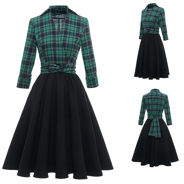 Women‘s Christmas Tartan Dress Vintage Dress Mini Dress Green Long Sleeve Plaid Patchwork Print Winter Fall Shirt Collar Vintage Casual Traditional Fall Dress 2022 S M L XL 2XL / Winter Dress 1 Women‘s Christmas Tartan Dress Vintage Dress Mini Dress Green Long Sleeve Plaid Patchwork Print Winter Fall Shirt Collar Vintage Casual Traditional Fall Dress 2022 S M L XL 2XL / Winter Dress