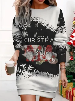 Women's Christmas Casual Dress Sweatshirt Dress Mini Dress Warm Fashion OutdoorVacation Crew Neck Print Geometric Santa ClausTree Loose Fit Black White Wine S M L XL XXL 10 Women's Christmas Casual Dress Sweatshirt Dress Mini Dress Warm Fashion OutdoorVacation Crew Neck Print Geometric Santa ClausTree Loose Fit Black White Wine S M L XL XXL -Fashion Life Shop ovxven1695365434125