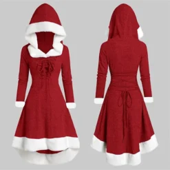 Women's Christmas Hoodie Dress Vintage Dress Midi Dress Green Black Wine Red Gray Long Sleeve Pure Color Patchwork Winter Fall Hooded Vacation Vintage 2022 S M L XL XXL 3XL -Fashion Life Shop oxeadn1667295486223
