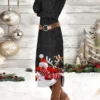 Women's Casual Dress Christmas Dress Winter Dress Santa Claus Deer Print Crew Neck Midi Dress Fashion Streetwear Outdoor Christmas Long Sleeve Loose Fit Black Wine Green Spring Fall S M L XL XXL