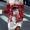 Women's Casual Dress Sweatshirt Dress Mini Dress Warm Fashion Outdoor Christmas Vacation Crew Neck Print Snowman Regular Fit Red S M L XL XXL