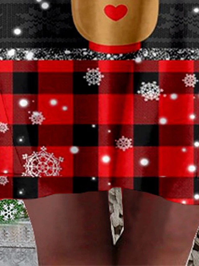 Women‘s Plus Size Christmas Dress Casual Dress Plaid Long Sleeve Winter Fall Casual Mini Dress Holiday Dress 2 Women‘s Plus Size Christmas Dress Casual Dress Plaid Long Sleeve Winter Fall Casual Mini Dress Holiday Dress - Image 2