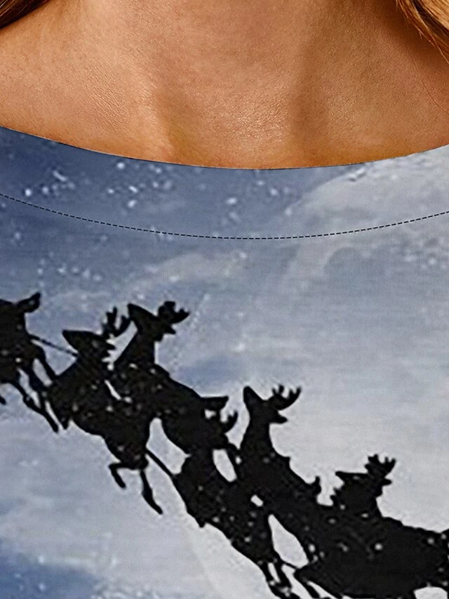 Women's Christmas T Shirt Dress Tee Dress Print Dress Light Blue Long Sleeve Animal Print Patchwork Print Fall Spring Crew Neck Classic Modern Fall Dress Loose Fit 2022 S M L XL 2XL 3XL 4XL 6 Women's Christmas T Shirt Dress Tee Dress Print Dress Light Blue Long Sleeve Animal Print Patchwork Print Fall Spring Crew Neck Classic Modern Fall Dress Loose Fit 2022 S M L XL 2XL 3XL 4XL - Image 6