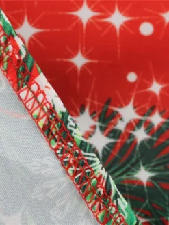 Women's Christmas Casual Dress Swing Dress Midi Dress Green Wine Light Red Fuchsia Red Black Short Sleeve Santa Claus Snowman Snowflake Lace Print Winter Fall Crew Neck Vacation Vintage 2022 S M L XL -Fashion Life Shop pczypq1666761917095