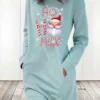 Women‘s Christmas Hoodie Dress Winter Dress Light Blue Grey White Long Sleeve Letter Santa Claus Snowflake Pocket Print Winter Fall Crew Neck Stylish Casual Fall Dress Loose Fit 2022 S M L XL 2XL