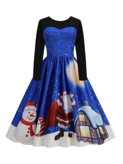 Women‘s Christmas Retro Elegant Vintage Dress Midi Dress Party Ruched Patchwork Santa Claus Crew Neck Long Sleeve Regular Fit Fall Winter 2023 Black Red S M L XL 22 Women‘s Christmas Retro Elegant Vintage Dress Midi Dress Party Ruched Patchwork Santa Claus Crew Neck Long Sleeve Regular Fit Fall Winter 2023 Black Red S M L XL -Fashion Life Shop pnnvlw1694426163623