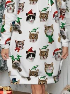 Women's Casual Dress Hoodie Dress Mini Dress Warm Fashion Outdoor Christmas Holiday Hoodie Print Animal Loose Fit White S M L XL XXL 5 Women's Casual Dress Hoodie Dress Mini Dress Warm Fashion Outdoor Christmas Holiday Hoodie Print Animal Loose Fit White S M L XL XXL -Fashion Life Shop pntrbc1696733682932