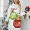 Women's Christmas Dress Hoodie Dress Mini Dress Warm Fashion Outdoor Christmas Holiday Hoodie Print Print Loose Fit White S M L XL XXL
