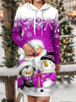 Women's Christmas Dress Hoodie Dress Mini Dress Warm Fashion Outdoor Christmas Holiday Hoodie Print Snowman Snowflake Loose Fit Yellow Wine Blue S M L XL XXL 8 Women's Christmas Dress Hoodie Dress Mini Dress Warm Fashion Outdoor Christmas Holiday Hoodie Print Snowman Snowflake Loose Fit Yellow Wine Blue S M L XL XXL -Fashion Life Shop prakwd1697542413634