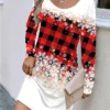 Women's Casual Dress Christmas Dress T Shirt Dress Tee Dress Plaid Snowflake Print V Neck Mini Dress Fashion Streetwear Outdoor Christmas Long Sleeve Loose Fit Red Royal Blue Blue Fall S M L XL XXL