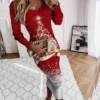 Women's Christmas Dress Sweater Dress Jumper Dress Midi Dress Warm Christmas Tree Snowflake Outdoor Christmas Daily Holiday V Neck Long Sleeve 2023 Regular Fit Wine Blue Green S M L XL XXL 3XL