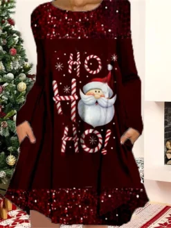 Women's Christmas Casual Dress T Shirt Dress Tee Dress Shift Dress Mini Dress Blue Wine Dark Green Long Sleeve Letter Pocket Winter Fall Autumn Crew Neck Fashion Christmas Daily 2022 S M L XL XXL 3XL 6 Women's Christmas Casual Dress T Shirt Dress Tee Dress Shift Dress Mini Dress Blue Wine Dark Green Long Sleeve Letter Pocket Winter Fall Autumn Crew Neck Fashion Christmas Daily 2022 S M L XL XXL 3XL -Fashion Life Shop pwxkgs1667815672384