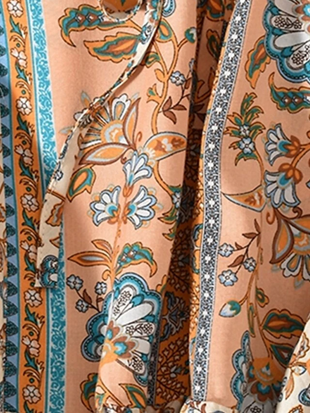 Women's Casual Dress Winter Dress Ethnic Dress Floral Tribal Lace Up Ruched Crew Neck Puff Sleeve Midi Dress Fashion Ethnic Outdoor Christmas Long Sleeve Loose Fit Red Khaki Dark Blue Fall Winter 8 Women's Casual Dress Winter Dress Ethnic Dress Floral Tribal Lace Up Ruched Crew Neck Puff Sleeve Midi Dress Fashion Ethnic Outdoor Christmas Long Sleeve Loose Fit Red Khaki Dark Blue Fall Winter - Image 8