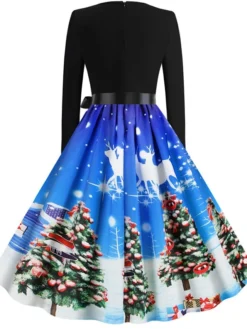 Women's Christmas Knee Length Dress Blue Purple Wine Gray Green Black Red Light Blue Long Sleeve Print Bow Print Fall Winter Round Neck Casual Vintage2021 S M L XL XXL 23 Women's Christmas Knee Length Dress Blue Purple Wine Gray Green Black Red Light Blue Long Sleeve Print Bow Print Fall Winter Round Neck Casual Vintage2021 S M L XL XXL -Fashion Life Shop pycbyg1629971942711