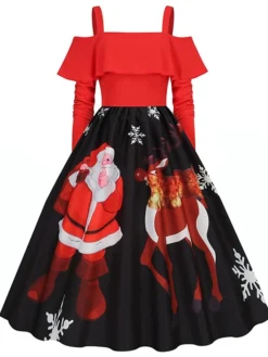 Women's Christmas Swing Dress Slip Dress Vintage Dress Midi Dress Black Wine Light Red Long Sleeve Santa Claus Cold Shoulder Winter Fall Autumn Spaghetti Strap Modern Vacation 2022 S M L XL XXL 3XL 17 Women's Christmas Swing Dress Slip Dress Vintage Dress Midi Dress Black Wine Light Red Long Sleeve Santa Claus Cold Shoulder Winter Fall Autumn Spaghetti Strap Modern Vacation 2022 S M L XL XXL 3XL -Fashion Life Shop pzjrtj1667793476290