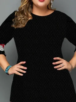 Women's Plus Size Christmas Work Dress Snowman Crew Neck Print 3/4 Length Sleeve Fall Winter Work Elegant Knee Length Dress 5 Women's Plus Size Christmas Work Dress Snowman Crew Neck Print 3/4 Length Sleeve Fall Winter Work Elegant Knee Length Dress -Fashion Life Shop pzpabn1664359484711