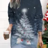 Women's Christmas Casual Dress Sweatshirt Dress Mini Dress Warm Fashion OutdoorVacation Crew Neck Print SnowmanTree Loose Fit ArmyGreen Navy Blue Purple S M L XL XXL