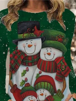 Women's Christmas Casual Dress T Shirt Dress Tee Dress Shift Dress Mini Dress Green Long Sleeve Letter Pocket Winter Fall Autumn Crew Neck Fashion Daily 2022 S M L XL XXL 3XL -Fashion Life Shop qehcsi1667900369015