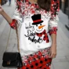 Women's Casual Dress Sweatshirt Dress Mini Dress Warm Fashion Outdoor Christmas Vacation Crew Neck Print Snowman Snowflake Loose Fit Red Blue Orange S M L XL XXL