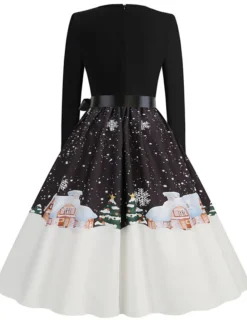 Women's Christmas Vintage Dress Midi Dress Black And White Green Black Long Sleeve Santa Claus Bow Winter Fall Autumn Square Neck Stylish Christmas Vacation 2022 S M L XL XXL 3XL 35 Women's Christmas Vintage Dress Midi Dress Black And White Green Black Long Sleeve Santa Claus Bow Winter Fall Autumn Square Neck Stylish Christmas Vacation 2022 S M L XL XXL 3XL -Fashion Life Shop qhtuzn1667637303659