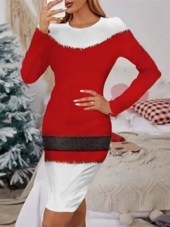 Women's Christmas Casual Dress Sheath Dress Mini Dress Green Red Navy Blue Gray Black Long Sleeve Print Print Winter Fall Crew Neck Stylish Casual 2022 S M L XL 2XL 3XL 4XL 5XL 6XL -Fashion Life Shop qketia1666684181473