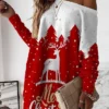 Women‘s Christmas Casual Dress Sweatshirt Dress Mini Dress Warm Fashion Outdoor Holiday Crew Neck Print Animal Snowman Loose Fit White Red Burgundy S M L XL XXL
