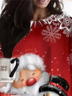 Women‘s Plus Size Christmas Dress Casual Dress Santa Claus Long Sleeve Winter Fall Casual Festival Mini Dress Going Out Dress -Fashion Life Shop qnfqsn1667811236900