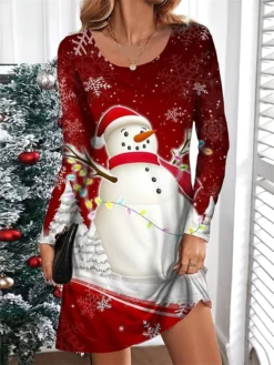 Women's Casual Dress Christmas Dress T Shirt Dress Tee Dress Santa Claus Snowman Print V Neck Mini Dress Fashion Streetwear Outdoor Christmas Long Sleeve Loose Fit Black White Wine Fall Winter S M L 9 Women's Casual Dress Christmas Dress T Shirt Dress Tee Dress Santa Claus Snowman Print V Neck Mini Dress Fashion Streetwear Outdoor Christmas Long Sleeve Loose Fit Black White Wine Fall Winter S M L -Fashion Life Shop qpoylt1695379104968