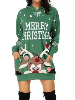 Women‘s Christmas Casual Dress Hoodie Dress Mini Dress Fashion Daily Outdoor Vacation V Neck Pocket Bell Regular Fit Black White Red S M L XL XXL 9 Women‘s Christmas Casual Dress Hoodie Dress Mini Dress Fashion Daily Outdoor Vacation V Neck Pocket Bell Regular Fit Black White Red S M L XL XXL -Fashion Life Shop qqezds1694427866259