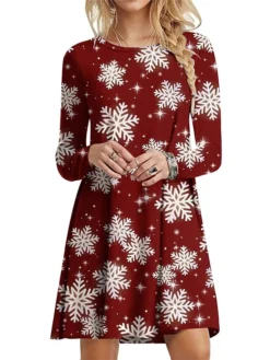 Women's Casual Dress Christmas Dress T Shirt Dress Tee Dress Snowman Christmas Tree Print Crew Neck Mini Dress Fashion Streetwear Outdoor Christmas Long Sleeve Loose Fit Black White Dark Red Fall 10 Women's Casual Dress Christmas Dress T Shirt Dress Tee Dress Snowman Christmas Tree Print Crew Neck Mini Dress Fashion Streetwear Outdoor Christmas Long Sleeve Loose Fit Black White Dark Red Fall -Fashion Life Shop qwdtpa1695199478574