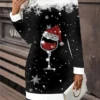 Women‘s Christmas Casual Dress Sweatshirt Dress Mini Dress Active Fashion Outdoor Holiday Crew Neck Print Tree Hat Loose Fit Black White Red S M L XL XXL
