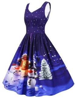 Women's Christmas Knee Length Dress Purple Black Red Navy Blue Light Blue Sleeveless Print Bow Print Fall Winter V Neck Casual Vintage2021 S M L XL XXL 22 Women's Christmas Knee Length Dress Purple Black Red Navy Blue Light Blue Sleeveless Print Bow Print Fall Winter V Neck Casual Vintage2021 S M L XL XXL -Fashion Life Shop qzuggg1630043262317