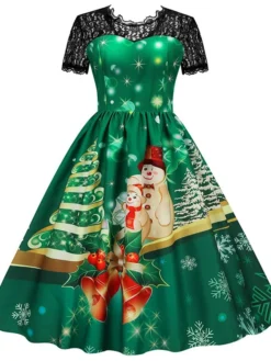 Women's Christmas Swing Dress Vintage DressKnee Length Dress Green Wine Dark Green Fuchsia Red Black Short Sleeve Santa Claus Snowman Snowflake Lace Print Fall Winter V Neck Vacation Vintage 2022 S 27 Women's Christmas Swing Dress Vintage DressKnee Length Dress Green Wine Dark Green Fuchsia Red Black Short Sleeve Santa Claus Snowman Snowflake Lace Print Fall Winter V Neck Vacation Vintage 2022 S -Fashion Life Shop rahibo1665293365313