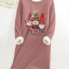 Women's Christmas Dress Sweatshirt Dress Mini Dress Warm Fashion Outdoor Christmas Vacation Crew Neck Print Santa Claus Loose Fit Pink S M L XL XXL