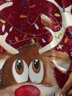 Women's Casual Dress Sweatshirt Dress Mini Dress Warm Fashion Outdoor Christmas Vacation Crew Neck Print Deer Loose Fit Red S M L XL XXL -Fashion Life Shop rdnxsa1697685404682