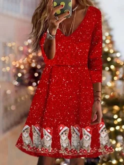 Women's Christmas Swing Dress Vintage Dress Mini Dress Wine Light Red Dark Blue Long Sleeve Deer Patchwork Winter Fall Autumn V Neck Vacation 2022 S M L XL XXL 3XL 4XL 5XL 6XL 8 Women's Christmas Swing Dress Vintage Dress Mini Dress Wine Light Red Dark Blue Long Sleeve Deer Patchwork Winter Fall Autumn V Neck Vacation 2022 S M L XL XXL 3XL 4XL 5XL 6XL -Fashion Life Shop rigdva1667904077545