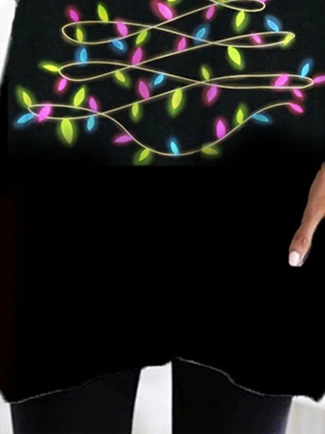 Women's Christmas Casual Dress T Shirt Dress Tee Dress Mini Dress Black Long Sleeve Tree Pocket Print Winter Fall Crew Neck Vacation Casual 2022 S M L XL XXL 3XL 3 Women's Christmas Casual Dress T Shirt Dress Tee Dress Mini Dress Black Long Sleeve Tree Pocket Print Winter Fall Crew Neck Vacation Casual 2022 S M L XL XXL 3XL - Image 3