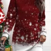 Women's Christmas Casual Dress Sweatshirt Dress Mini Dress Warm Fashion Outdoor Vacation Crew Neck Print Snowman Loose Fit Wine Navy Blue Blue S M L XL XXL